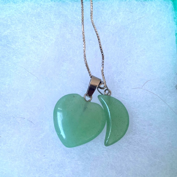 Hand Crafted Jewelry Jade Heart And Jade Moon Sterling Silver 6